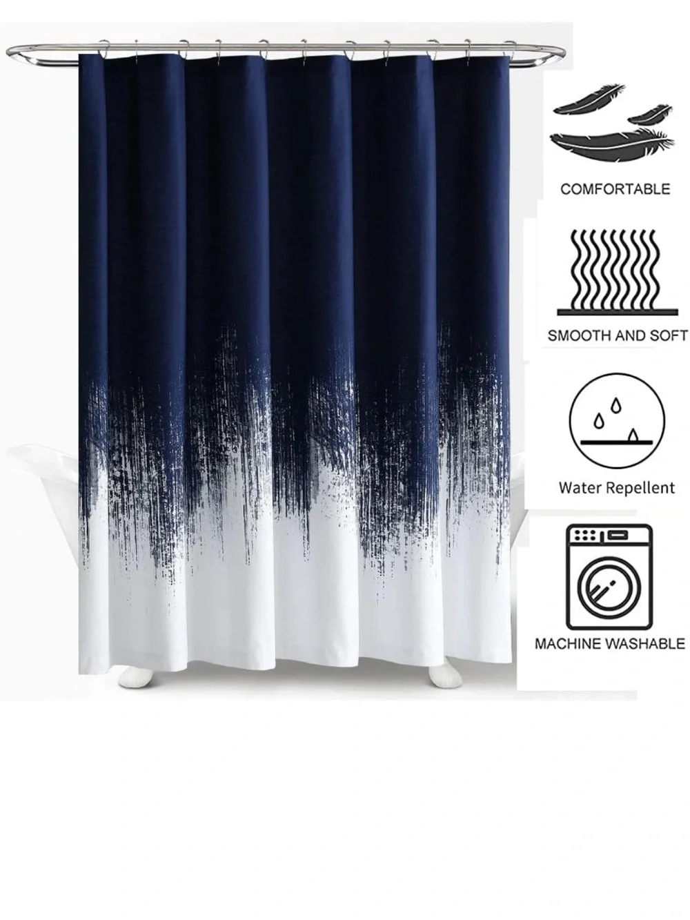 Navy Blue Ombre Shower Curtain - Home Bath